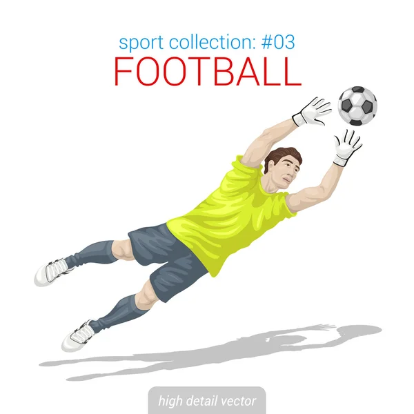 Portero de fútbol con pelota — Vector de stock