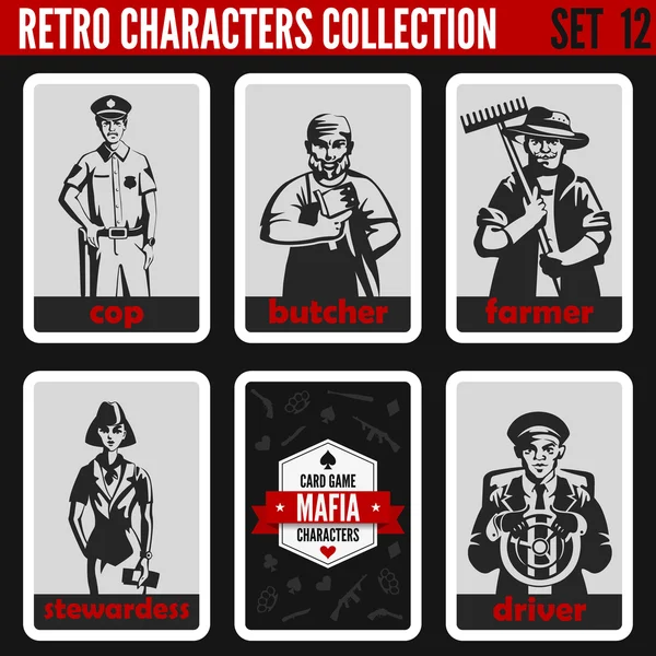 Vintage Professions collection. Mafia style. — Stock Vector