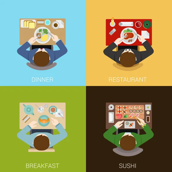 Heure du repas icônes vue du dessus — Image vectorielle