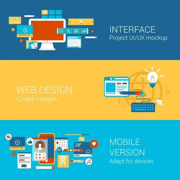 Web plat pictogrammen ontwerpset — Stockvector