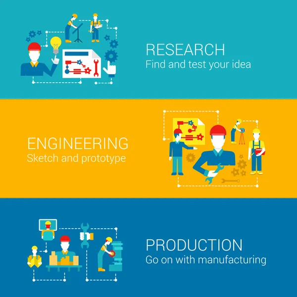 Conjunto de iconos planos profesionales de ingeniería — Vector de stock