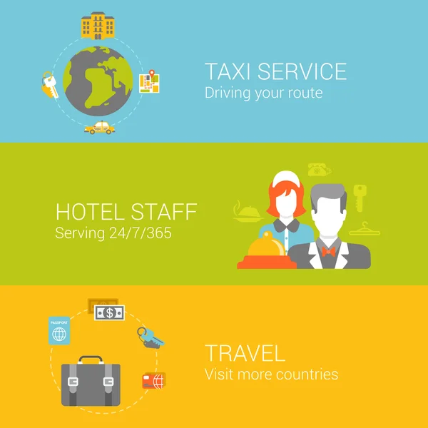 Concepto de viaje y servicio hotelero — Vector de stock