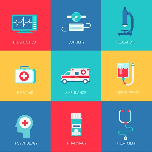 Iconos de diseño de medicina sanitaria — Vector de stock