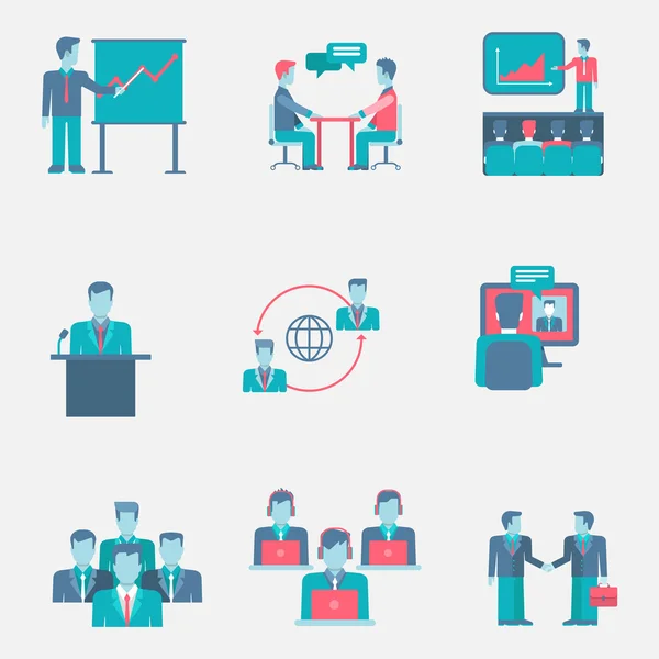 Flat icons set business people — Stockvector