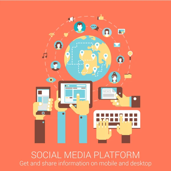 Social media platform web banner — Stok Vektör