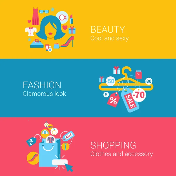 Shopping concept flat icons set — 스톡 벡터