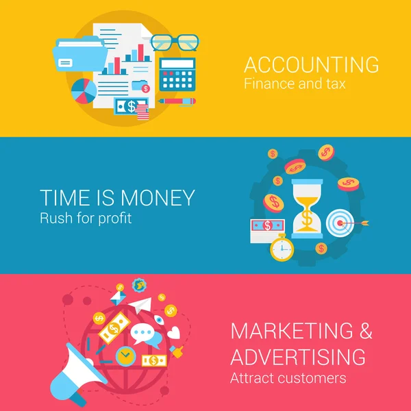 Accounting marketing advertisement concept icons — Διανυσματικό Αρχείο