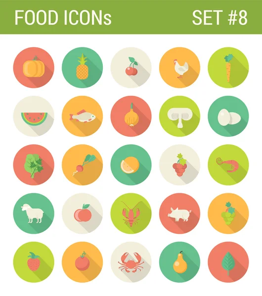 Food vegetables icons set — Stock Vector