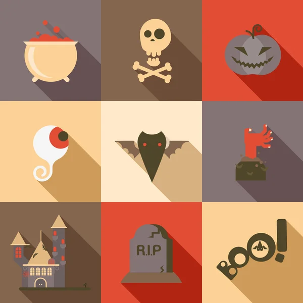 Sada plochých ikon Halloween — Stockový vektor