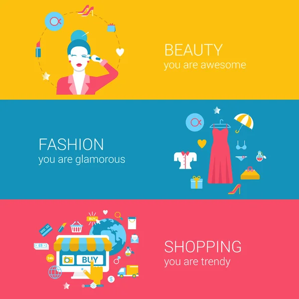 Moda belleza concepto de compras — Vector de stock