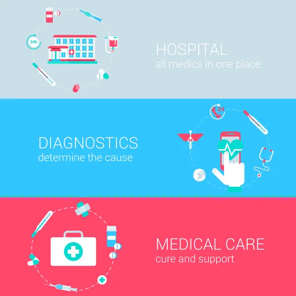Diagnostic médical clinique hospitalière — Image vectorielle