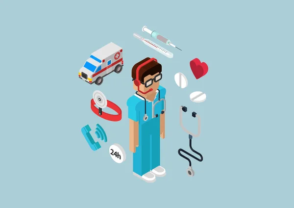 Carro de ambulância de emergência médica — Vetor de Stock