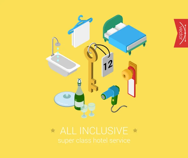 Hotel all inclusive service icons — Stock Vector