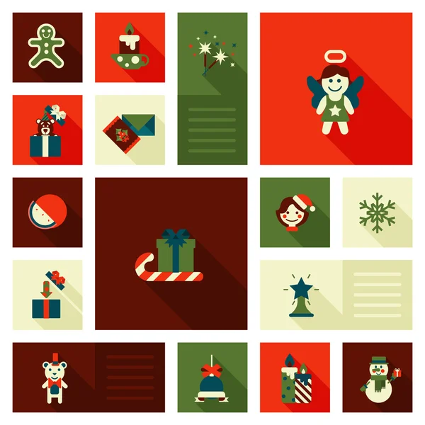 Vánoční ikony, ploché styl dekorace. — Stockový vektor