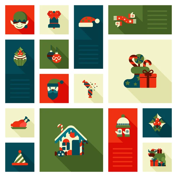 Iconos de Navidad, decoraciones de estilo plano . — Vector de stock