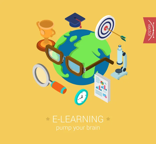 E-learning concepto de educación global en línea — Archivo Imágenes Vectoriales