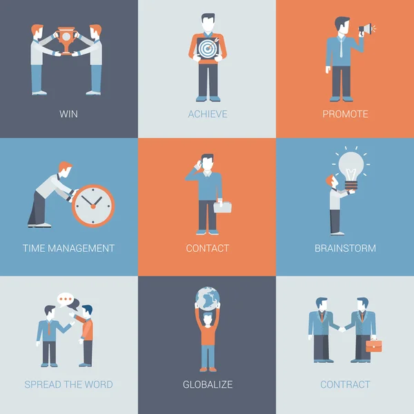 Business Marketing flache Icon Set. — Stockvektor