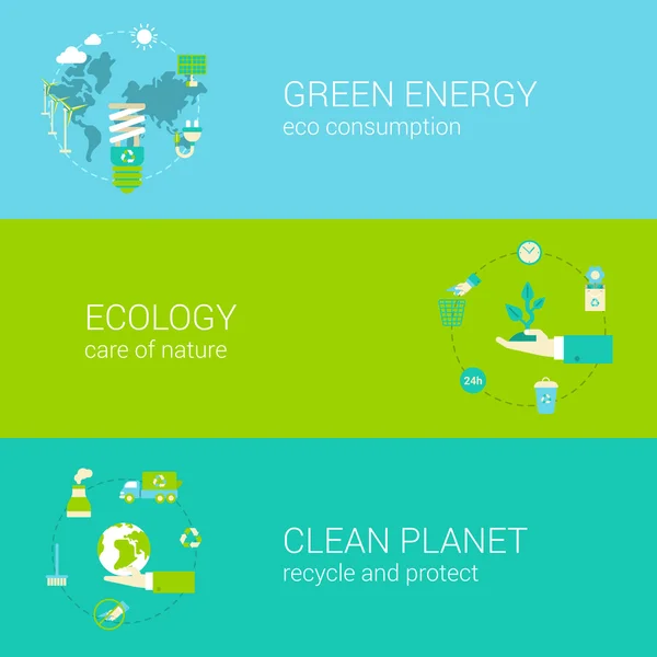 Energía verde, concepto de planeta limpio — Archivo Imágenes Vectoriales