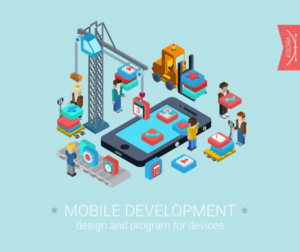 Teléfono y programación de aplicaciones móviles — Vector de stock