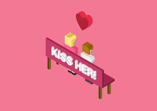 Kiss her dating concept — Stock Vector