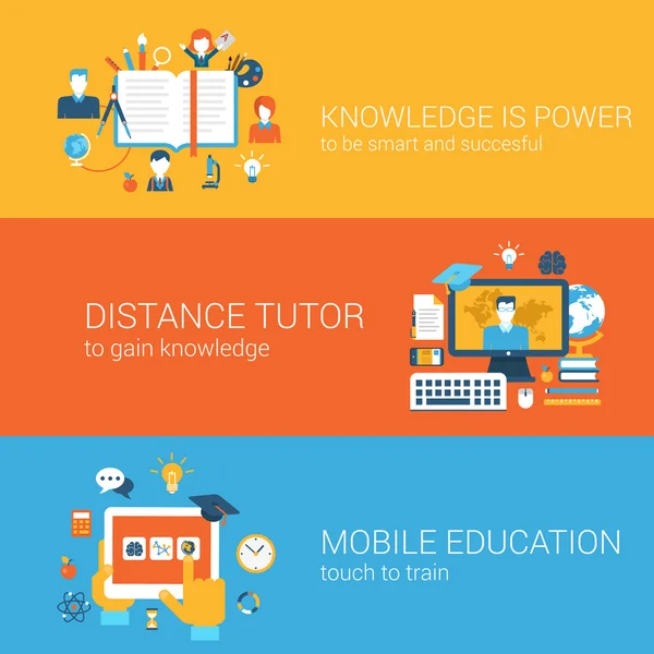 L'éducation plate, la connaissance est le pouvoir — Image vectorielle