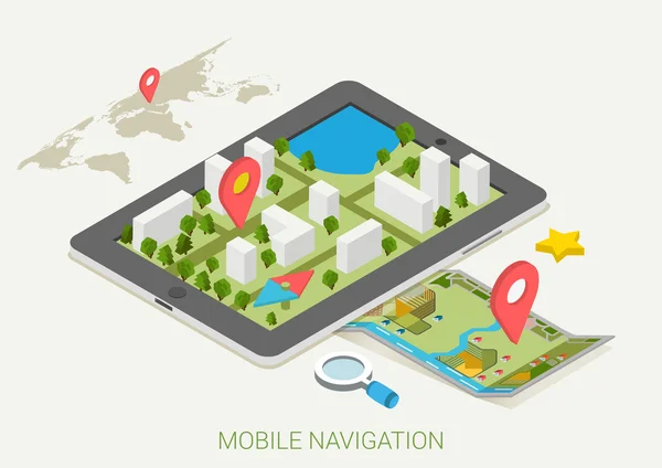 Mobile GPS navigation maps — ストックベクタ