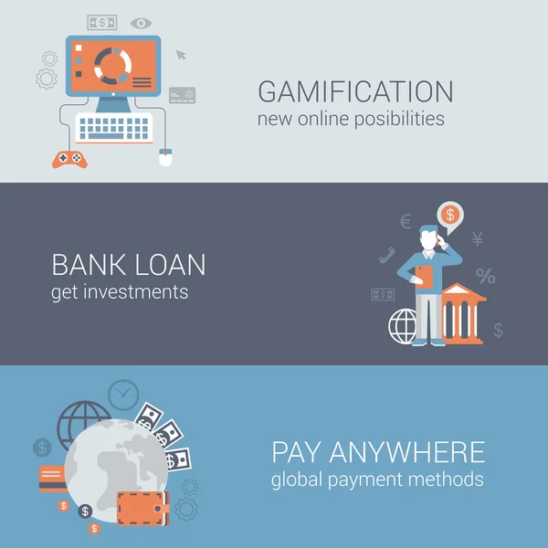 Gamification, investissement de prêt bancaire — Image vectorielle