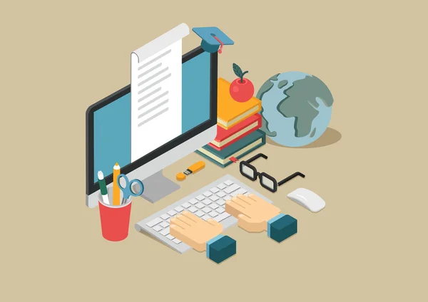 Web isometric online education — ストックベクタ