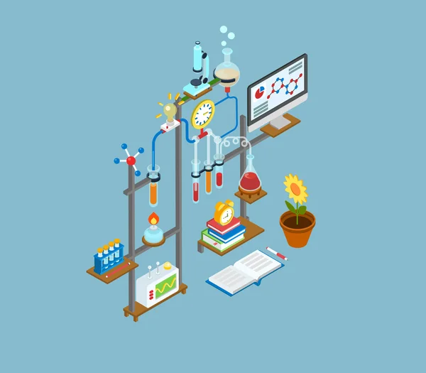 Laboratório de pesquisa científica isométrica —  Vetores de Stock