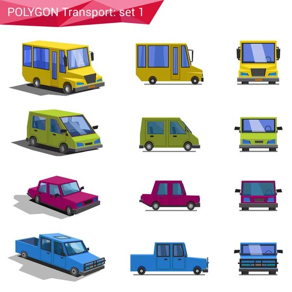 Polygonal style vehicles — Stock Vector