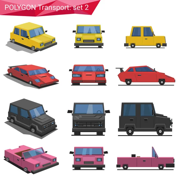 Icone dei veicoli in stile poligonale — Vettoriale Stock