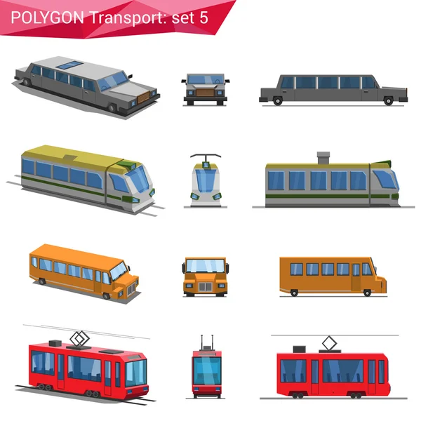 Polygonal style vehicles  icons — Stock Vector