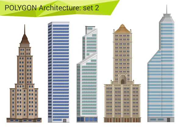 Hochhäuser und Häuser im polygonalen Stil — Stockvektor