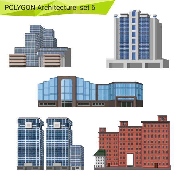 Set di proprietà commerciali in stile poligonale . — Vettoriale Stock