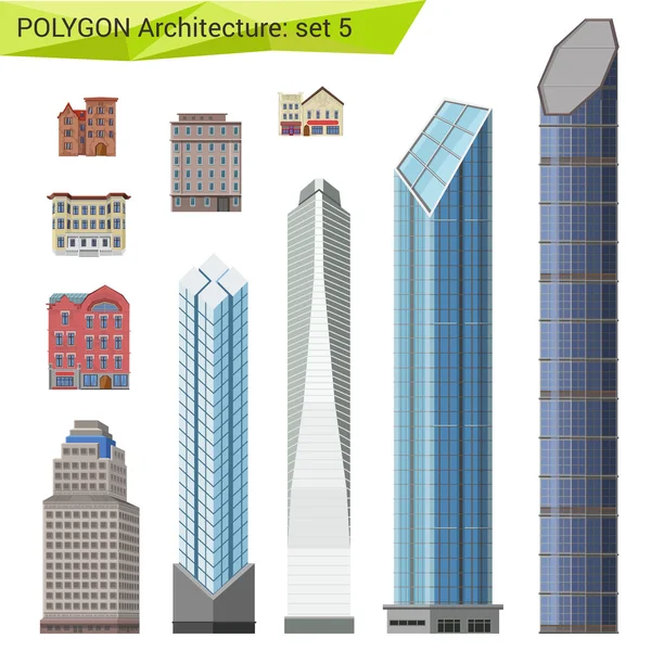 Hochhäuser und Häuser im polygonalen Stil — Stockvektor