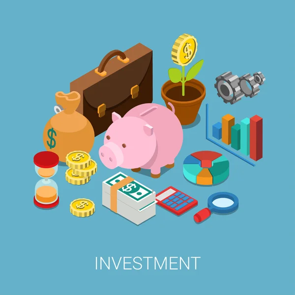 Investissement isométrique plat — Image vectorielle