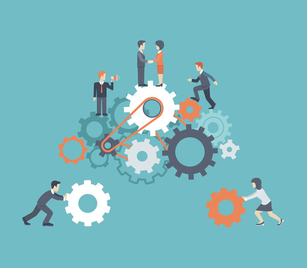 Estilo plano moderno trabajo en equipo — Vector de stock