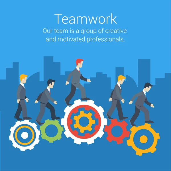 Estilo plano moderno trabajo en equipo — Vector de stock