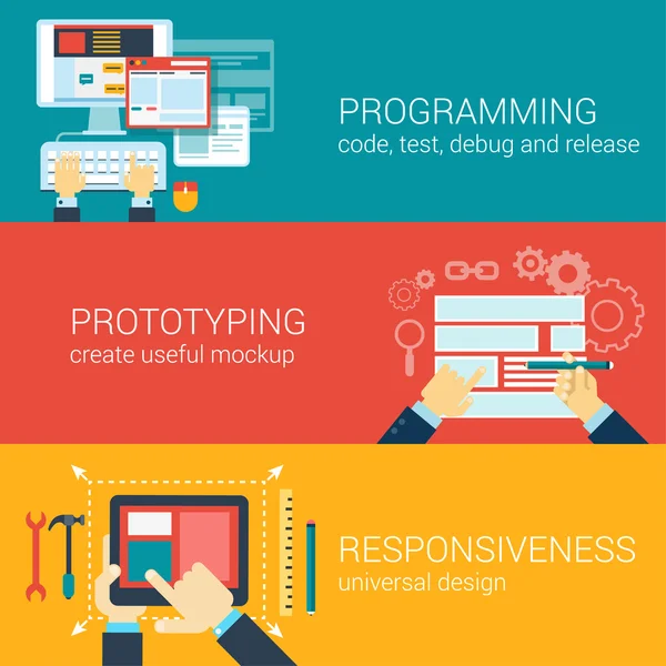 Programmation de processus de style plat — Image vectorielle