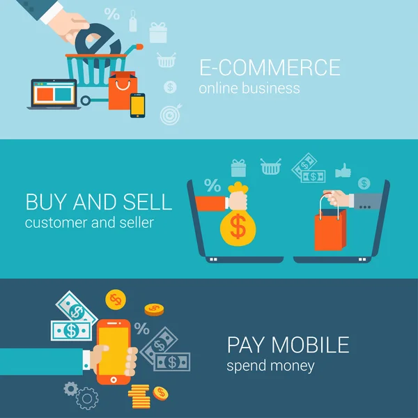 Mobiele online e-commerce — Stockvector