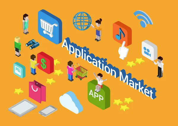 Marché des applications mobiles en ligne — Image vectorielle