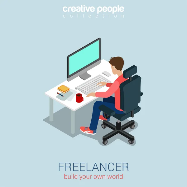 Freelancer at work  concept — Stockvector