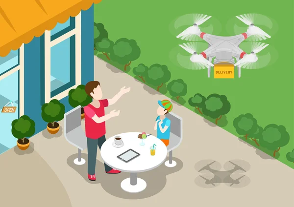 Drone quadcopter delivery — Stockvector