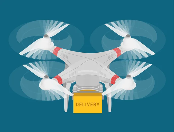 Drone quadcopter delivery concept — Stock Vector