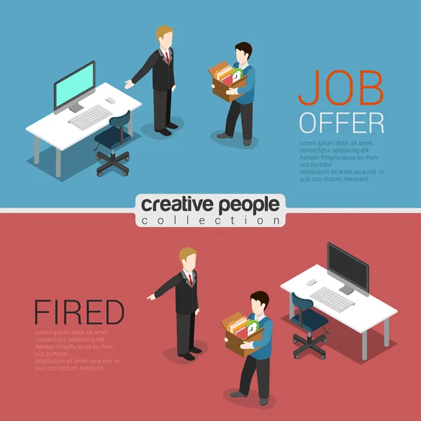 HR job offer and fired dismissal — Stock Vector
