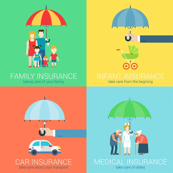 Ensemble d'icônes de concepts d'assurance . — Image vectorielle