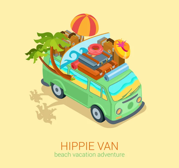 Hippie van ,travel  concept — Διανυσματικό Αρχείο