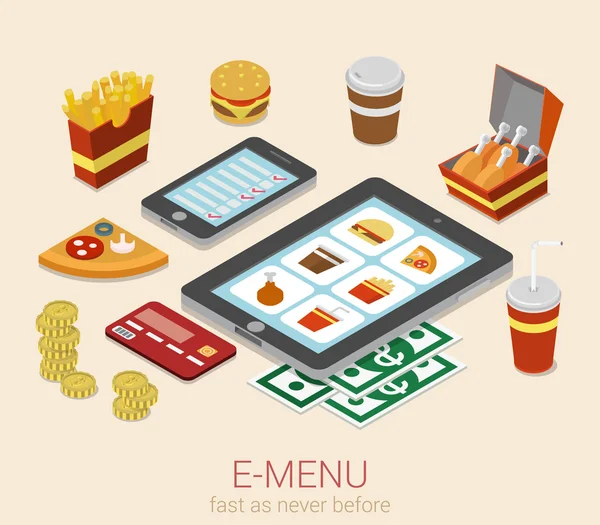 Dispositivo móvil electrónico para el menú — Vector de stock
