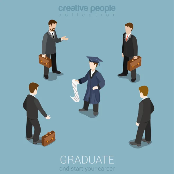 Formación graduación futuro operador de negocios — Archivo Imágenes Vectoriales