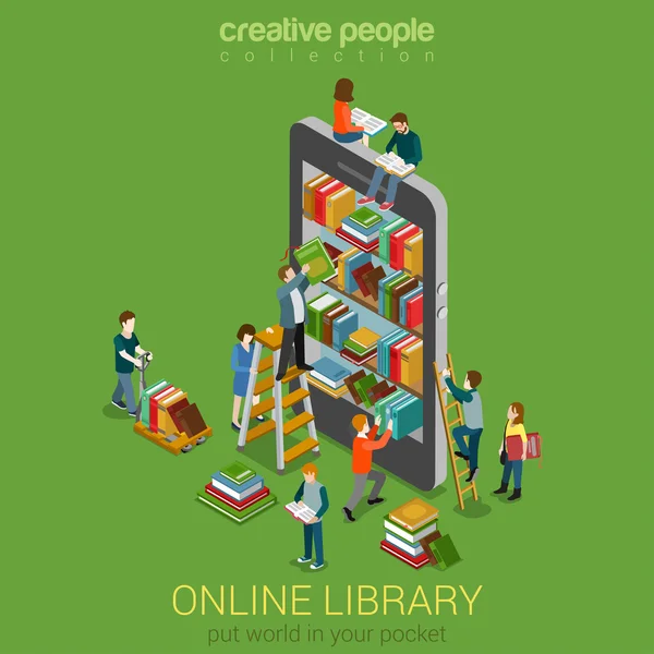 Online mobile library  concept. — Stock Vector